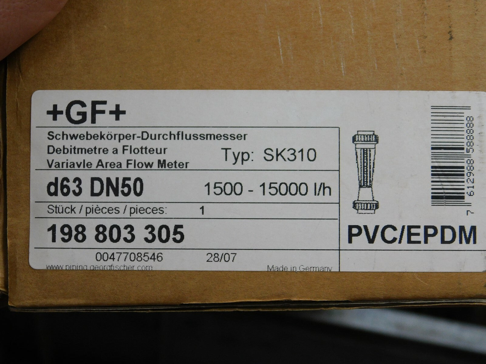 Gemü Schwebekörper Durchflussmesser SK310 DN50 1500-15000 l/h