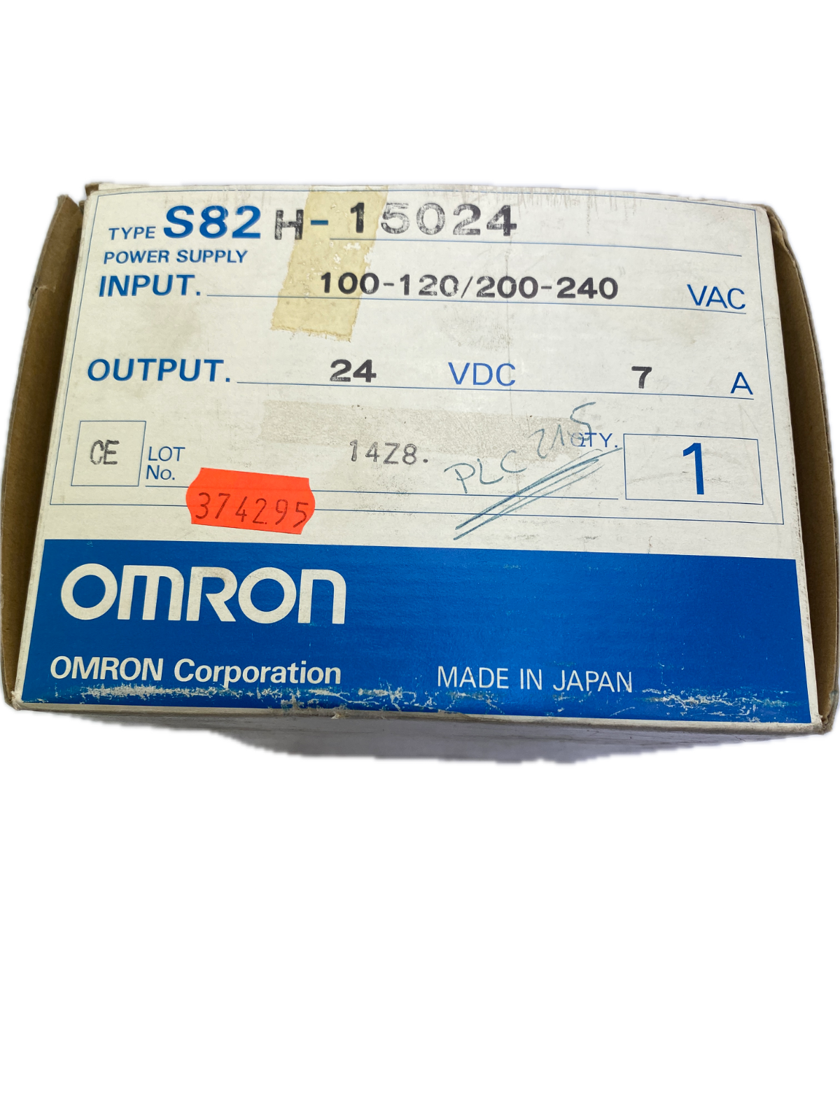 OMRON S82H-15024 LIJN 7-9 input 100-120/200-240 VAC output 24v 7A