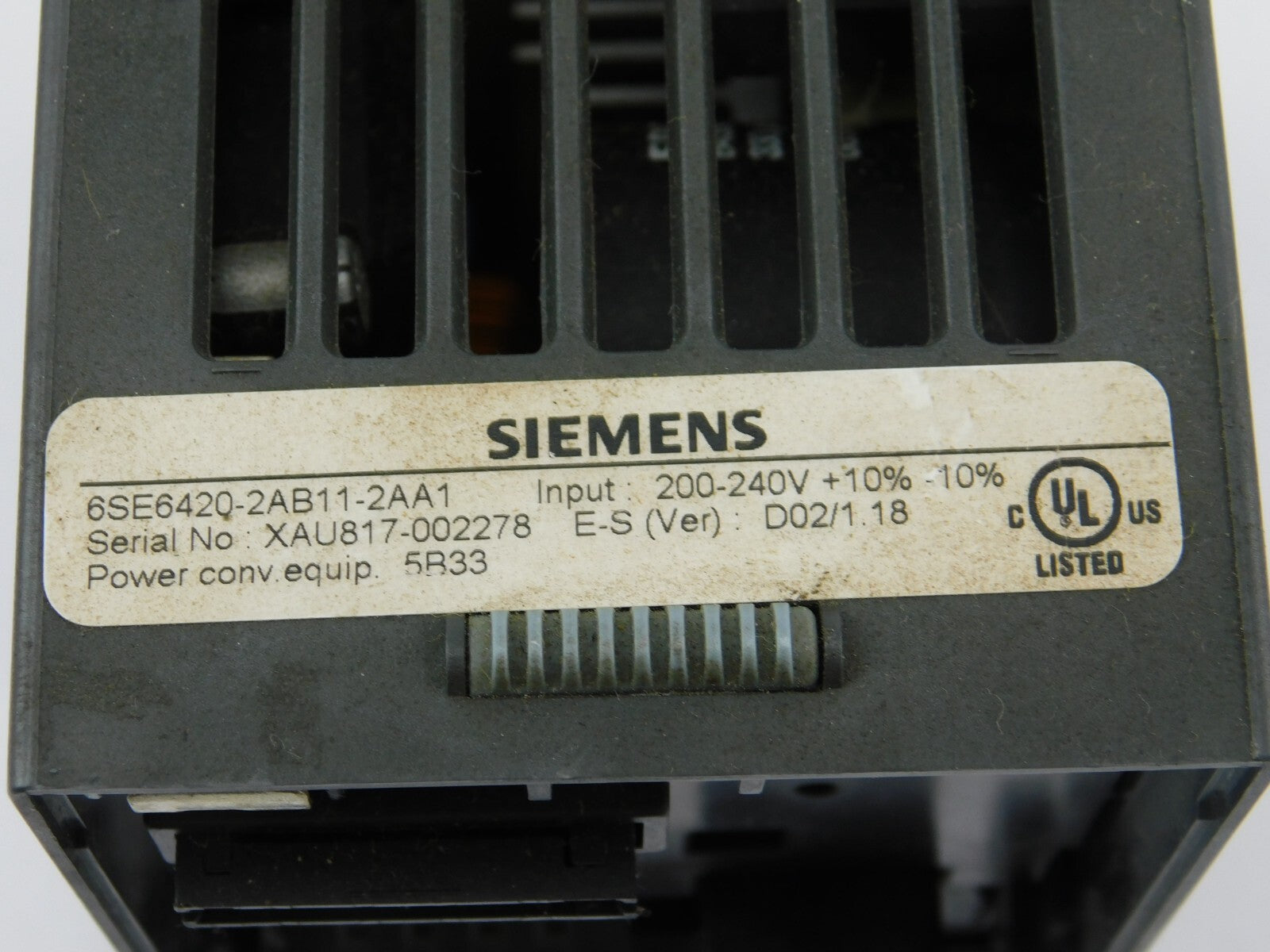 SIEMENS 6SE420-2AB11-2AA1 Input 200-240 +10% -10%
