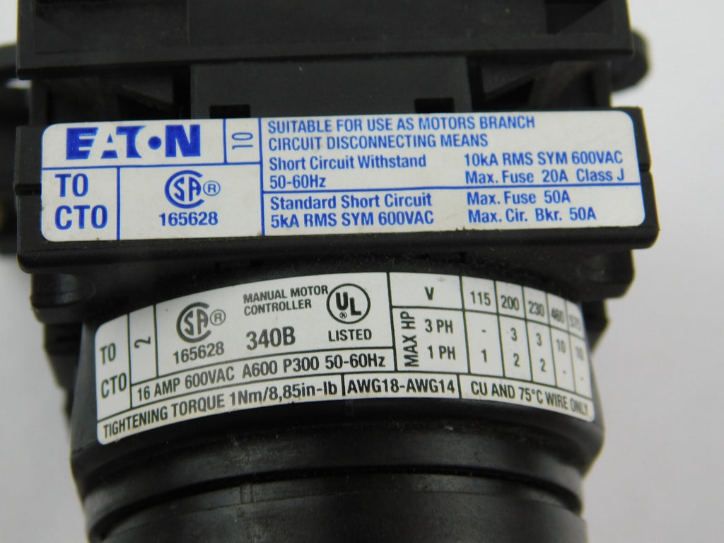 EATON Hauptschalter T0 CT0 16A 600VAC P300 50-60Hz