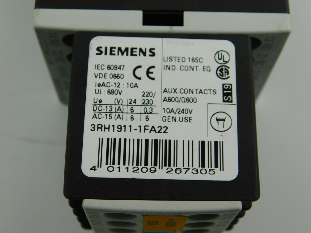 Siemens Hilfsschütz 3RH1131-1BB40 3RH1911-FA22 240 V ** 2 Stück **