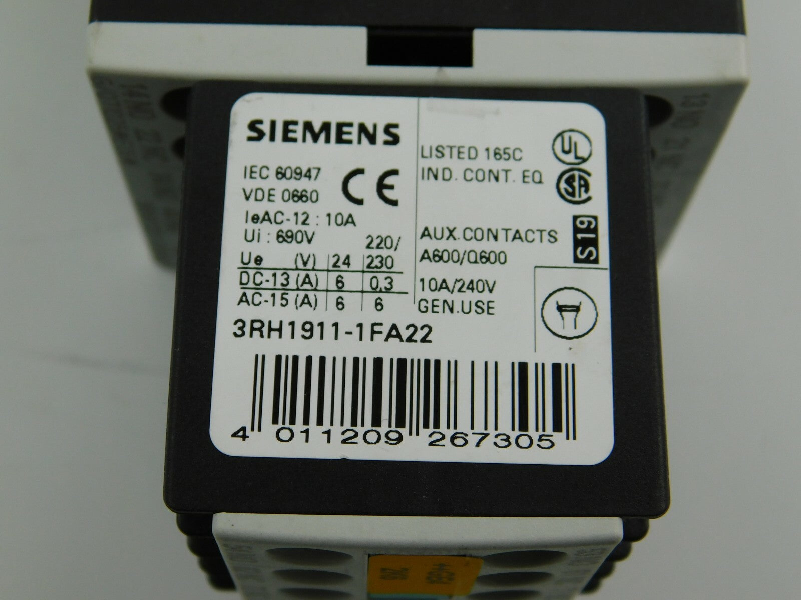 Siemens Hilfsschütz 3RH1131-1BB40 3RH1911-FA22 240 V ** 2 Stück **