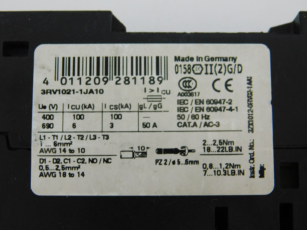 SIEMENS Leistungsschalter 3RV1021-1JA10