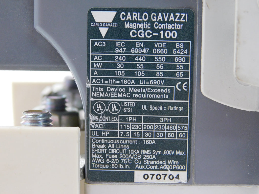 CARLO GAVAZZI Schutzschalter Magnetic Contactor CGC-100