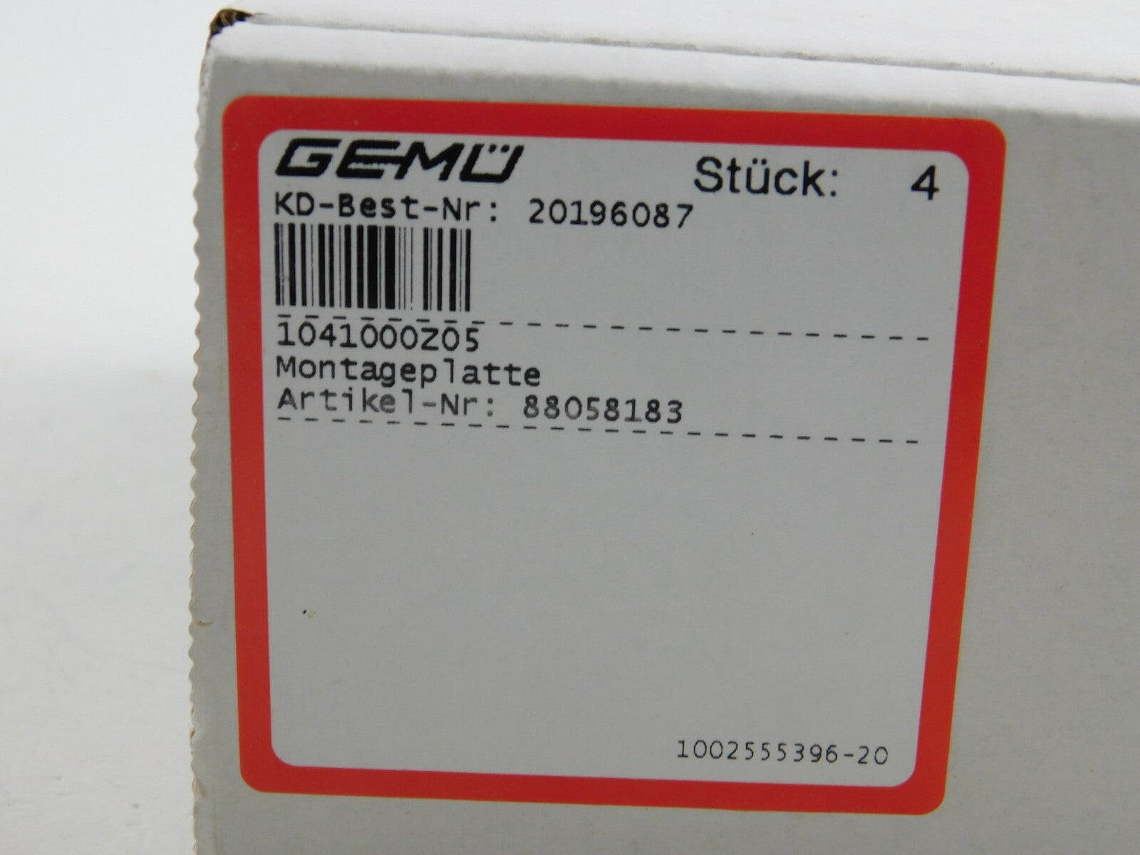 Gemü Montageplatte 88058183     ** 4 Stück **