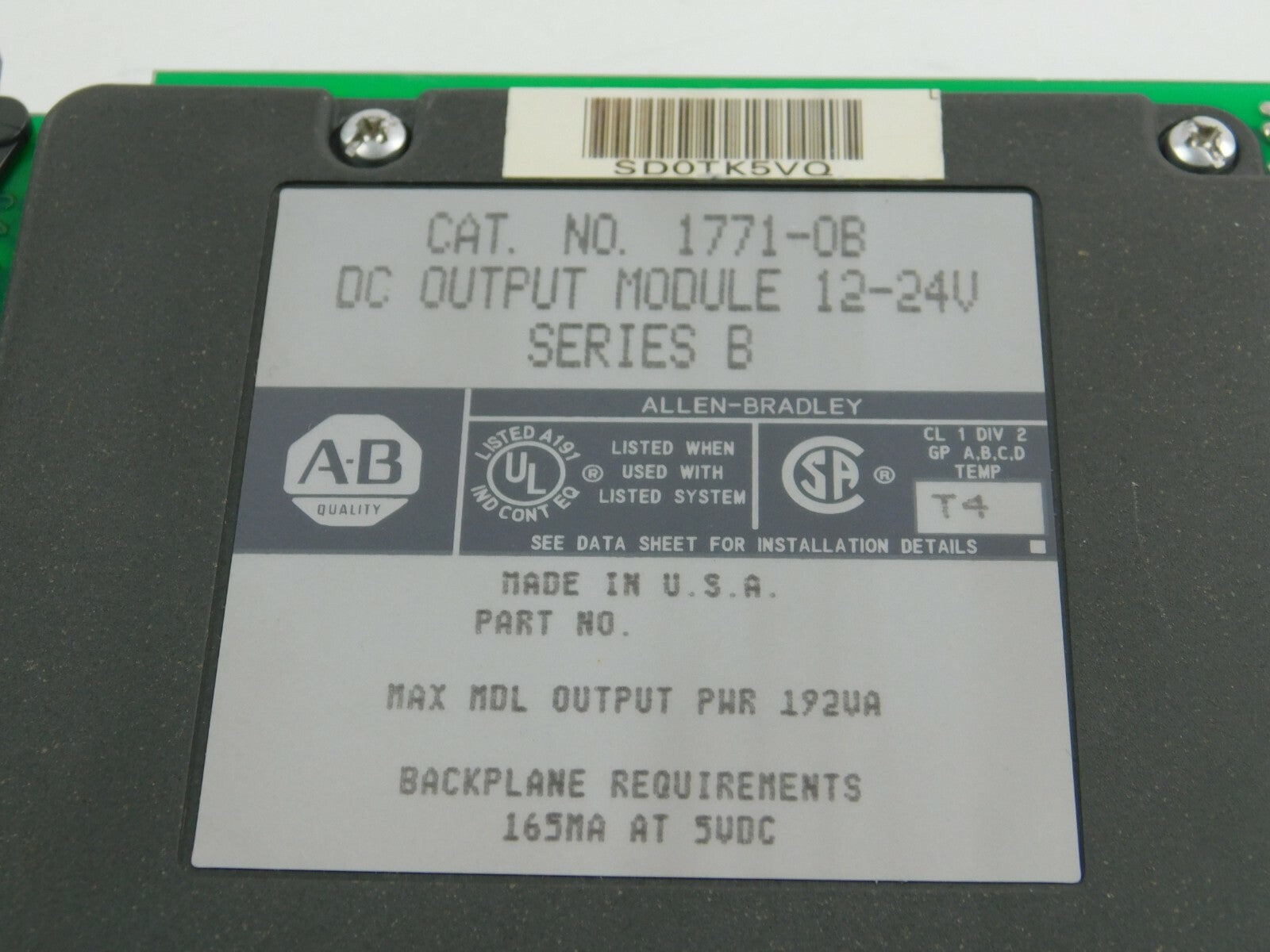 Allen Bradley CAT.NO.1771-OB DC OUTPUT MODULE 12-24 V SERIES B
