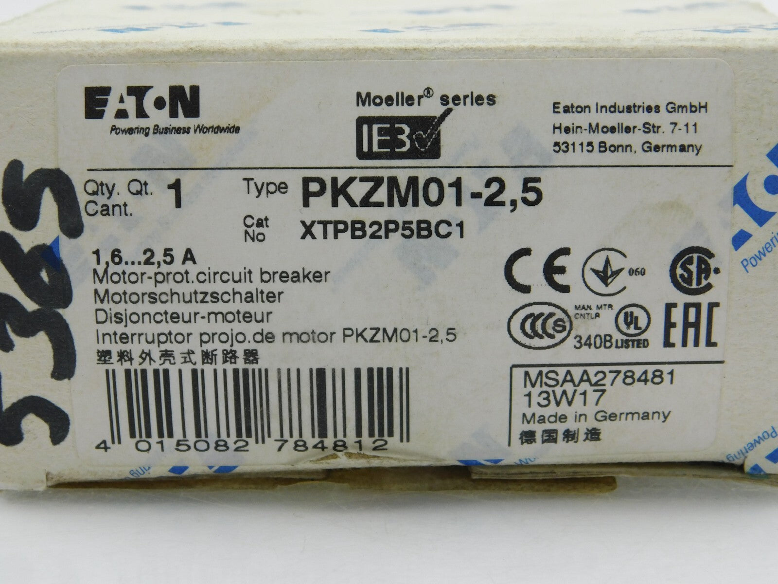 EATON Motorabschalter PKZM01-2,5