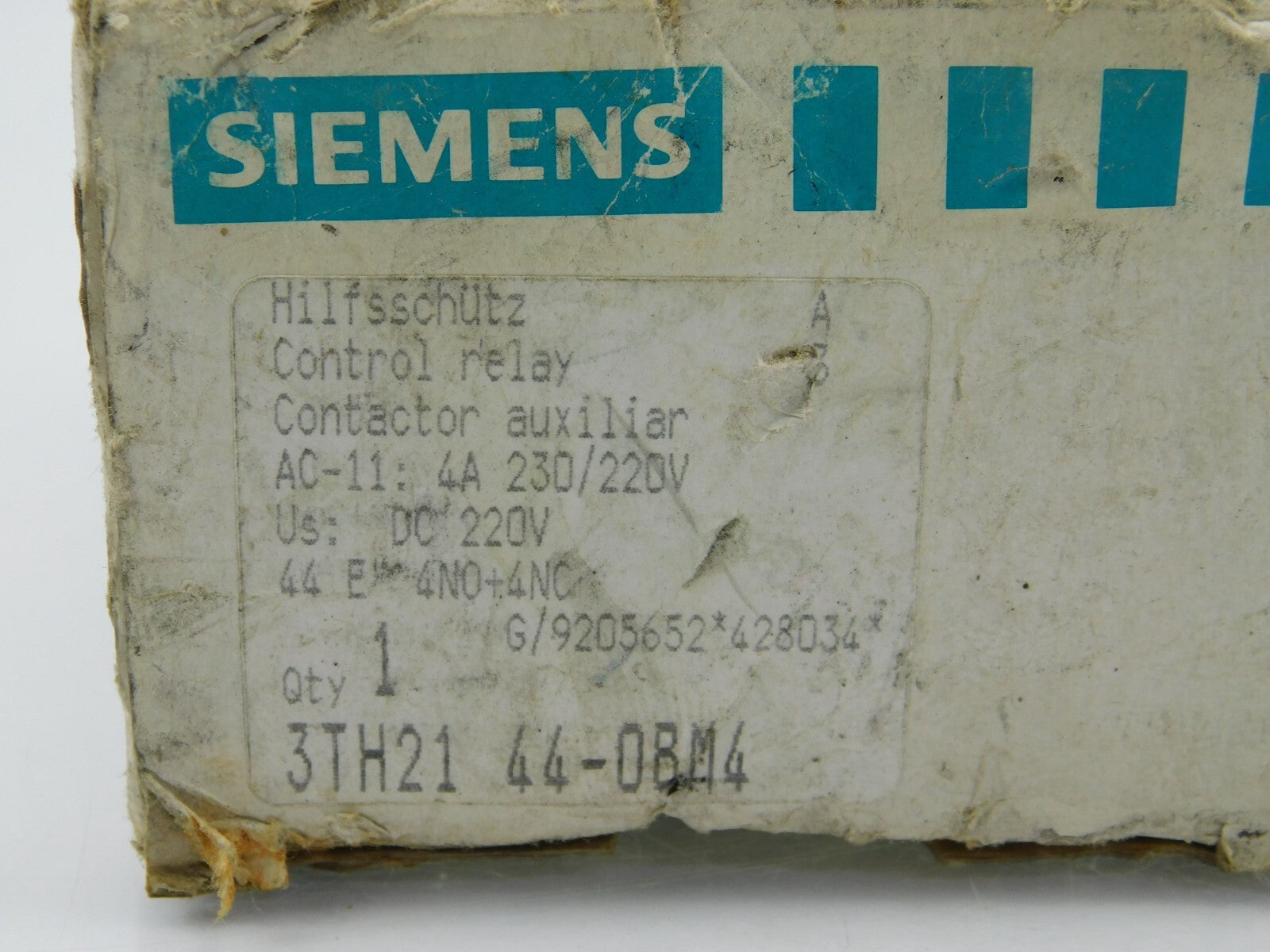 SIEMENS Hilfsschütz 3TH21 44-0BM4 4A 230V /220V Gehäuse defekt