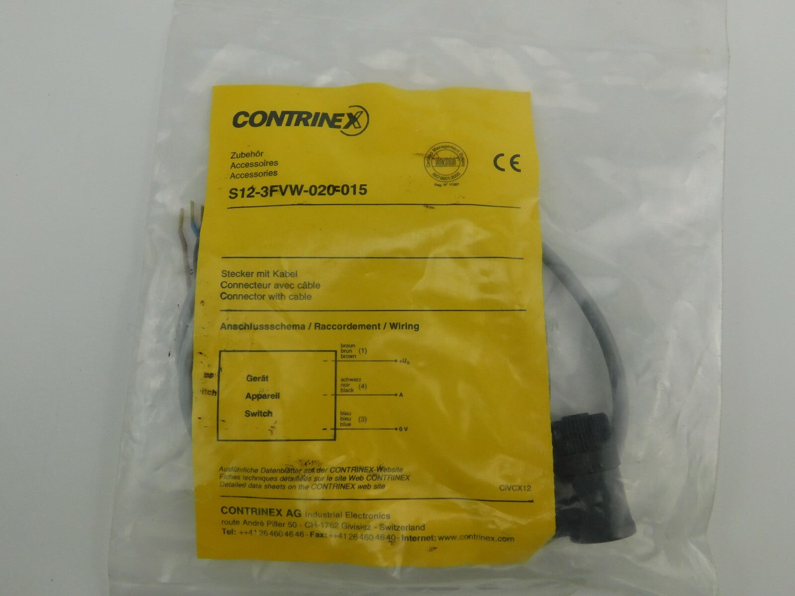 CONTRINEX S12-3FVW-020-015 Stecker mit Kabel