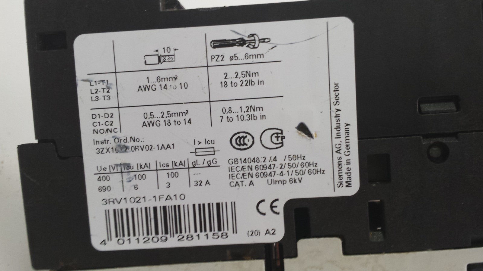Siemens Sirius 3RV1021-1FA10
