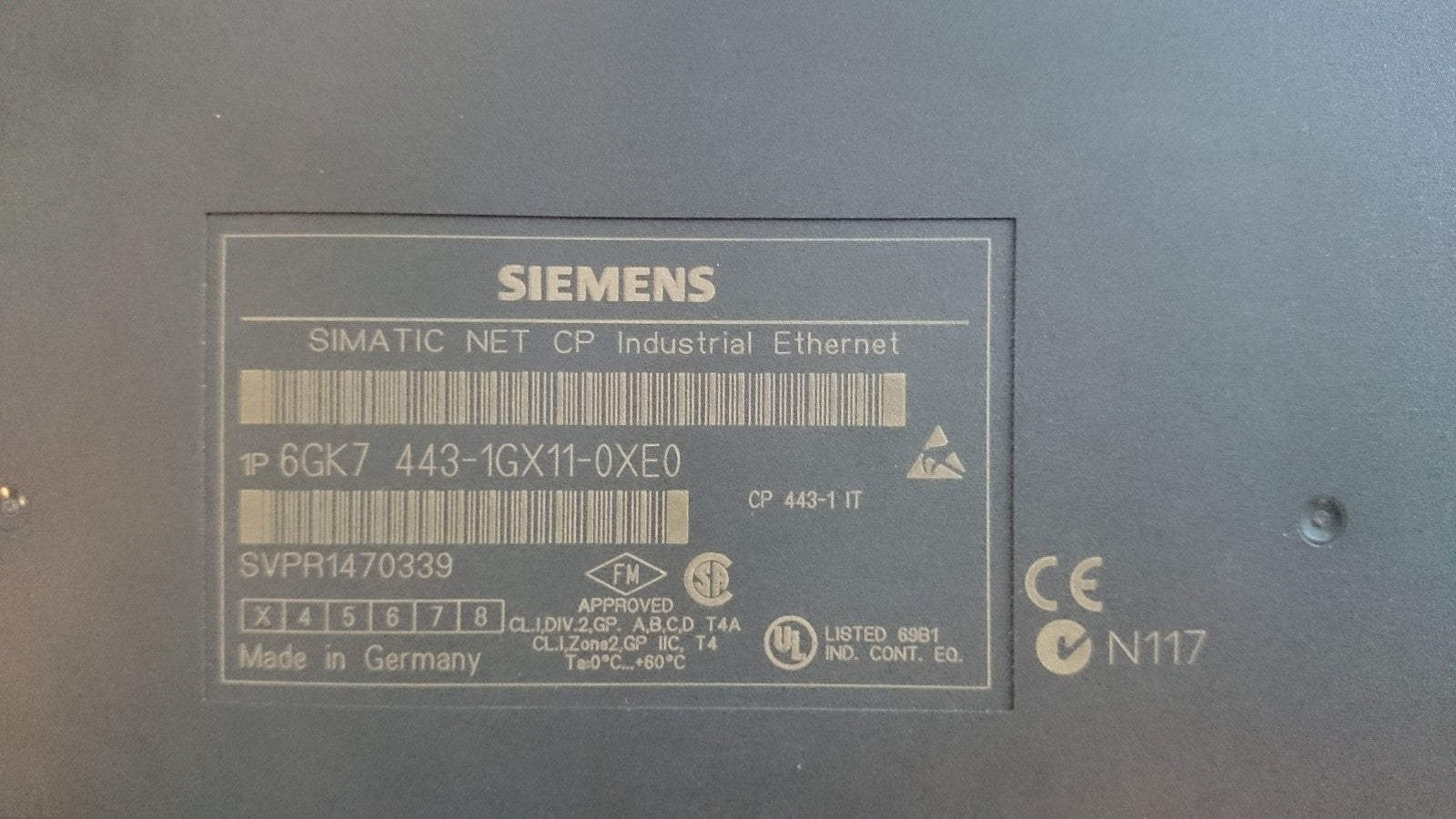 Siemens SIMATIC NET CP 443-1 IT Industrial Ethernet 6GK7 443-1GX11-0XE0 