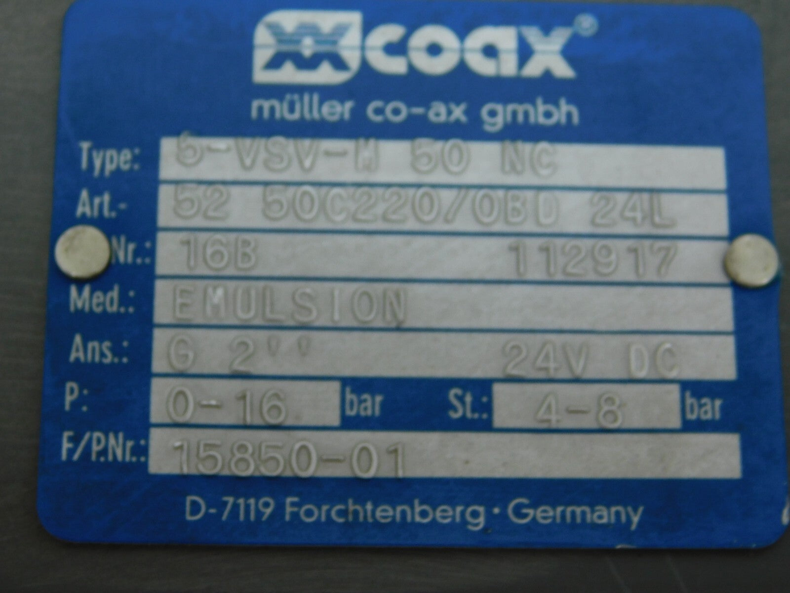 COAX Müller 5-VSV-M 50 NC 52 50C220/0BD 24L 112917 Emulsion