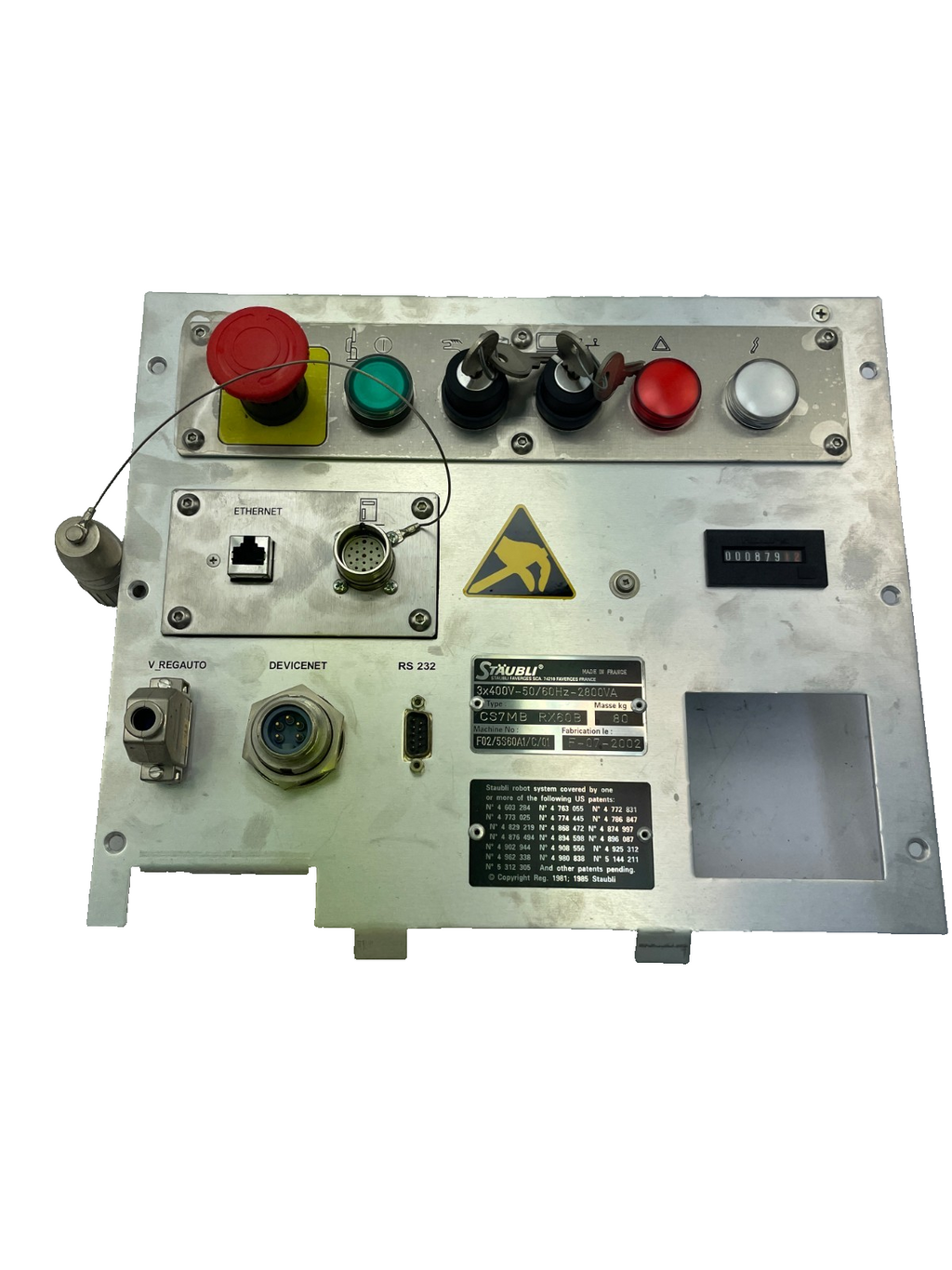 Stäubli CS7MB RX60B Bedienpanel / Frontplatte (mit Kübler H37 Betriebsstundenzäh