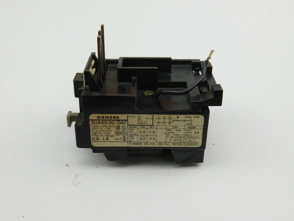 SIEMENS Überstromrelais 3UA49 00-0AF 0,6-1 A ** 2 Stück **