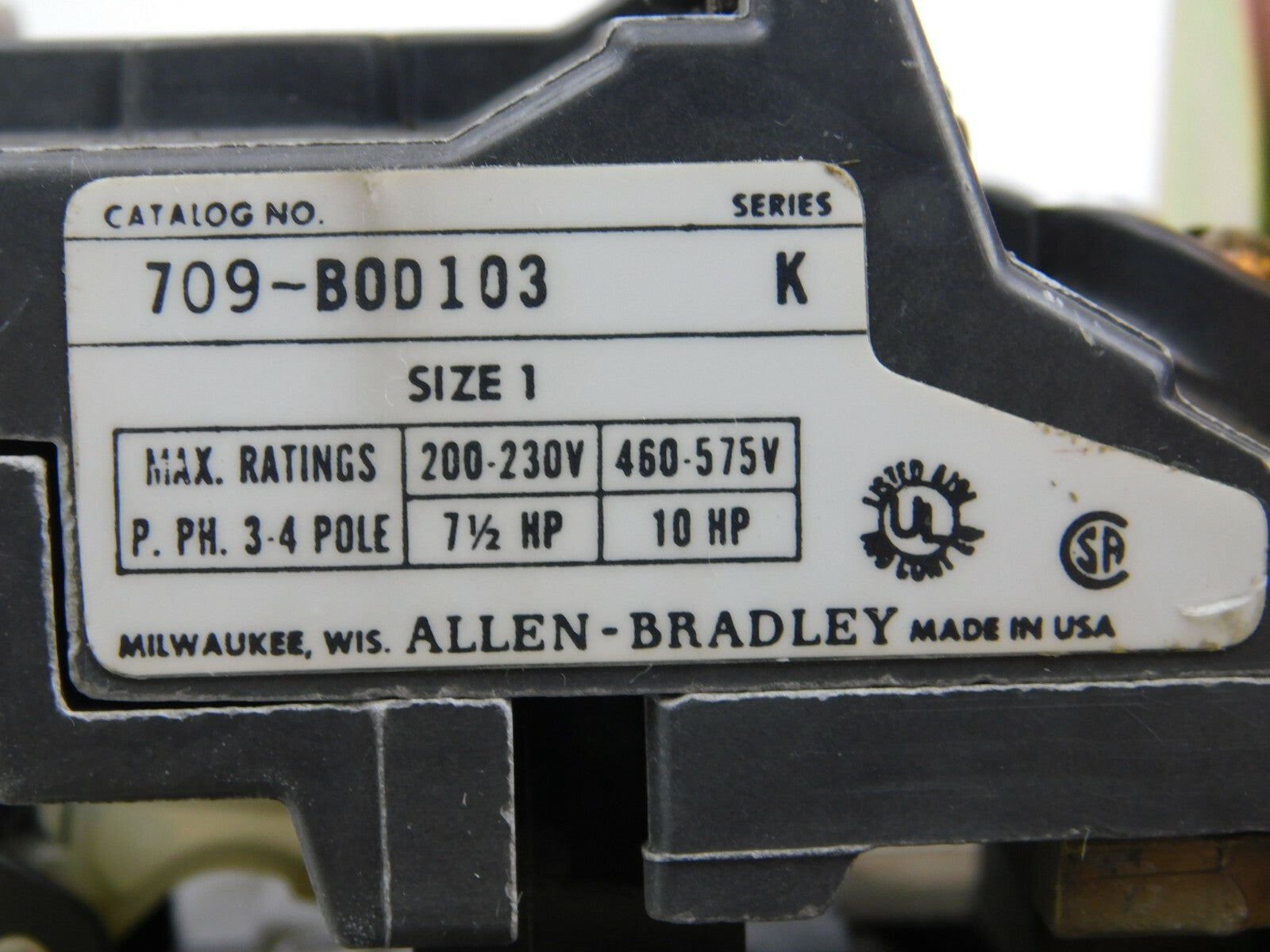 ALLEN-BRADLEY 709-B0D103 SIZE 1 200-230V