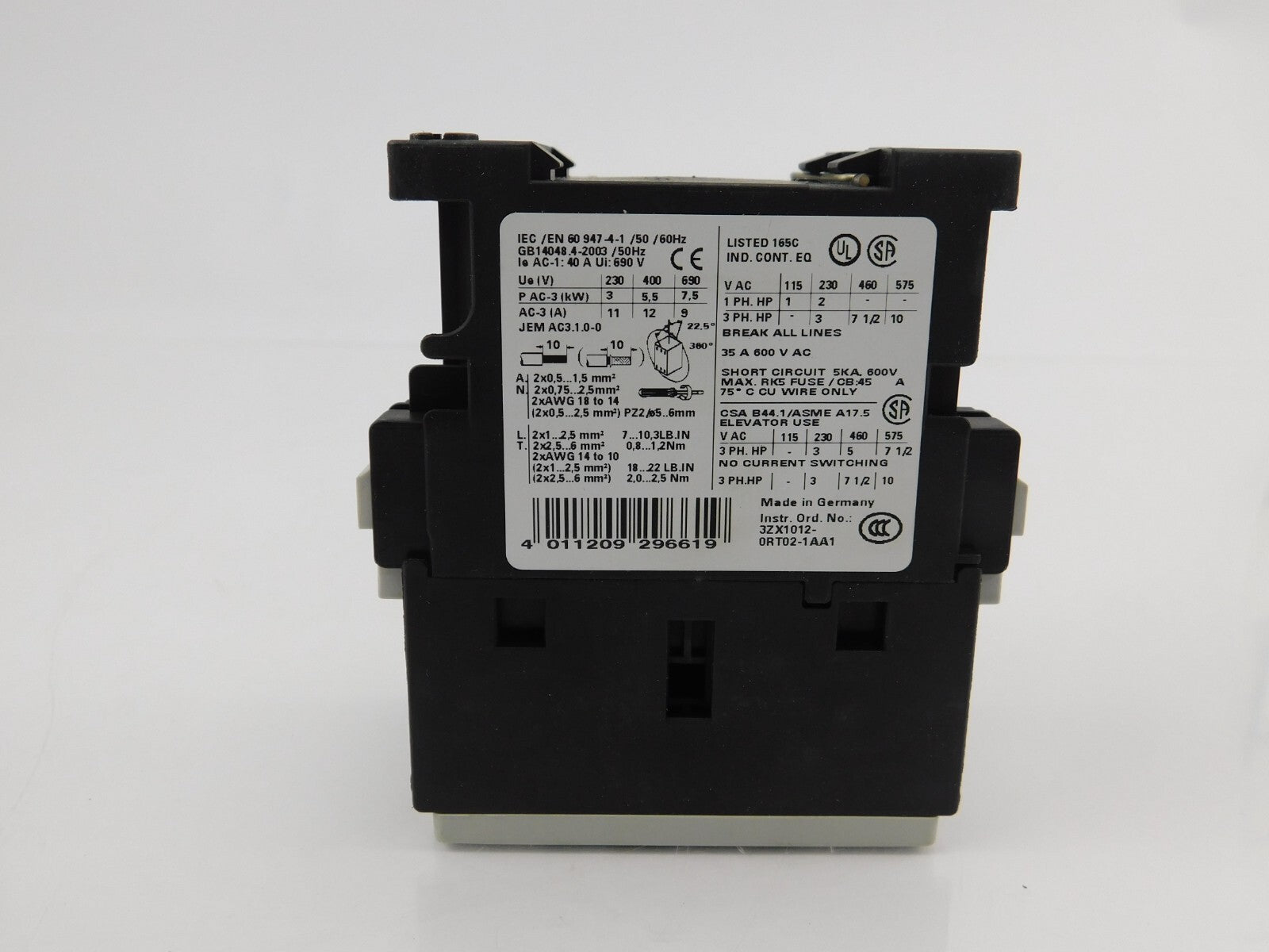 SIEMENS Schütz 3RT1024-IAF00 110V 50HZ 5,5KW 400V