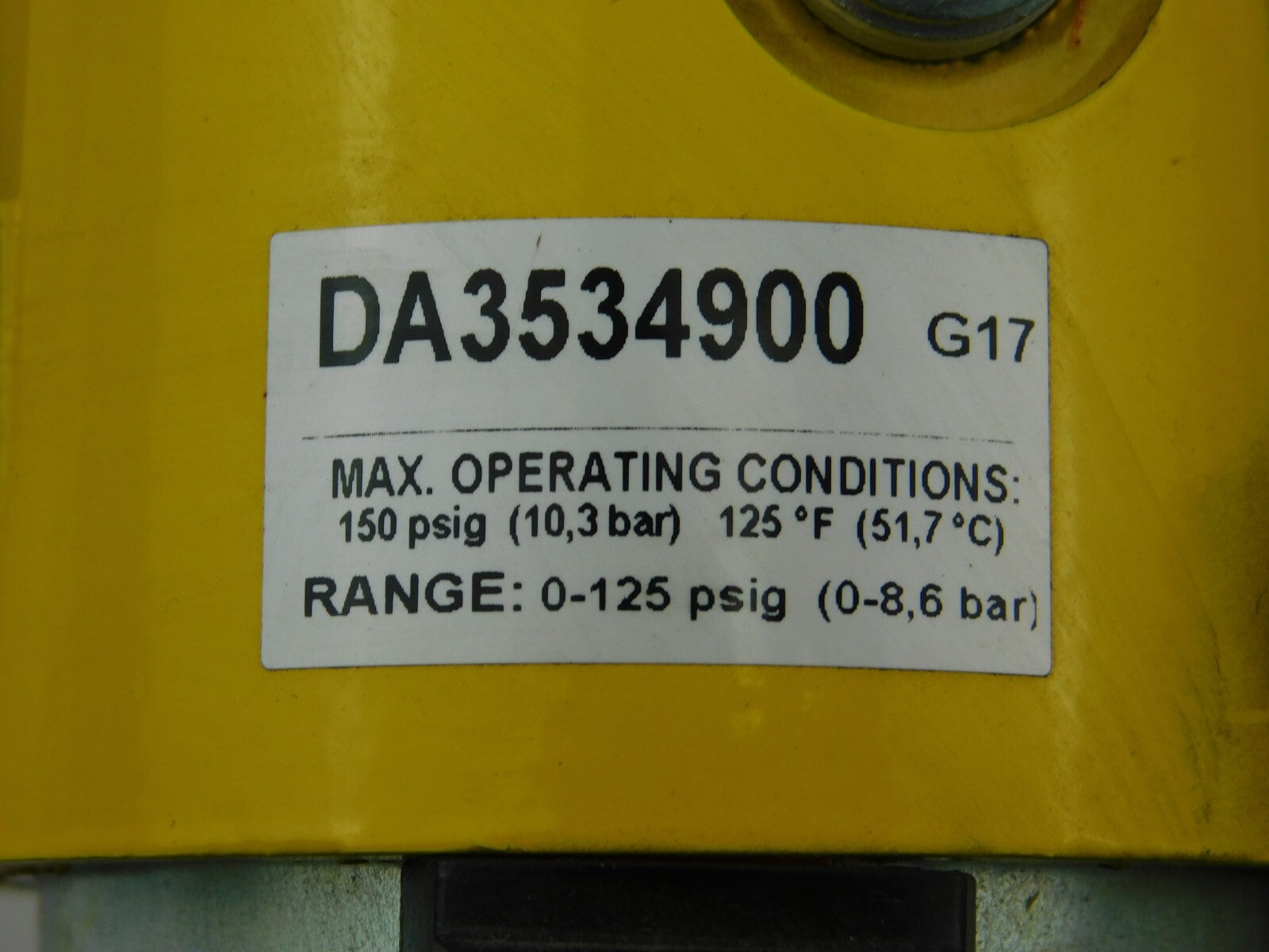 Enerpac DA3534900 G17 150 pisg 10,3 bar 125 °F 51,7 °C RANGE 0-125 psig 0-8,6bar