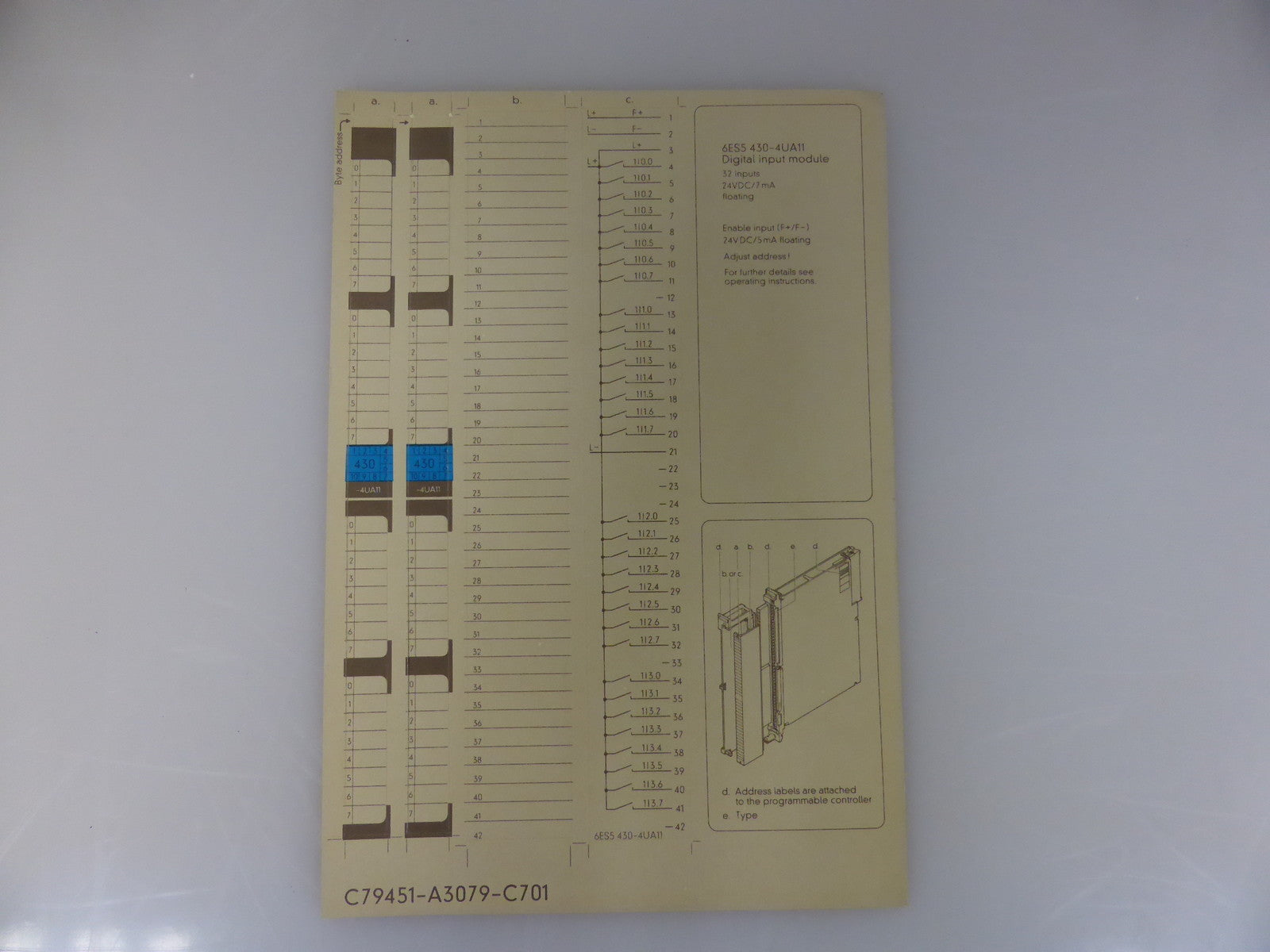 Siemens Beschriftungsstreifen C79451-A3079-C701 für 6ES5 430-4UA11