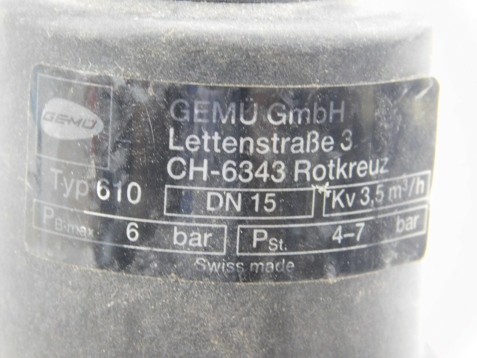 GEMÜ 610 DN15 Kv 3,5 m /h 6 bar