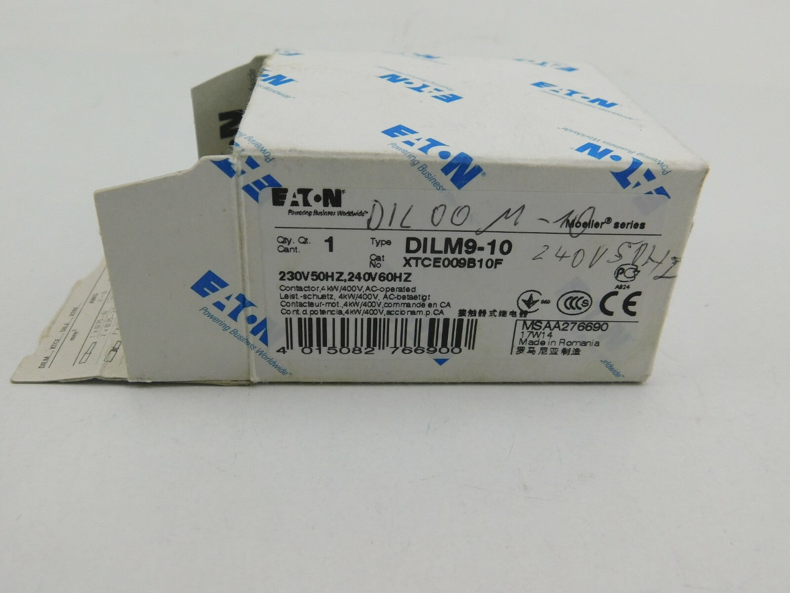 EATON  Leistungsschütz, 4 kW DILM9-10 XTC009B10F 230V50HZ.24 0V 60HZ