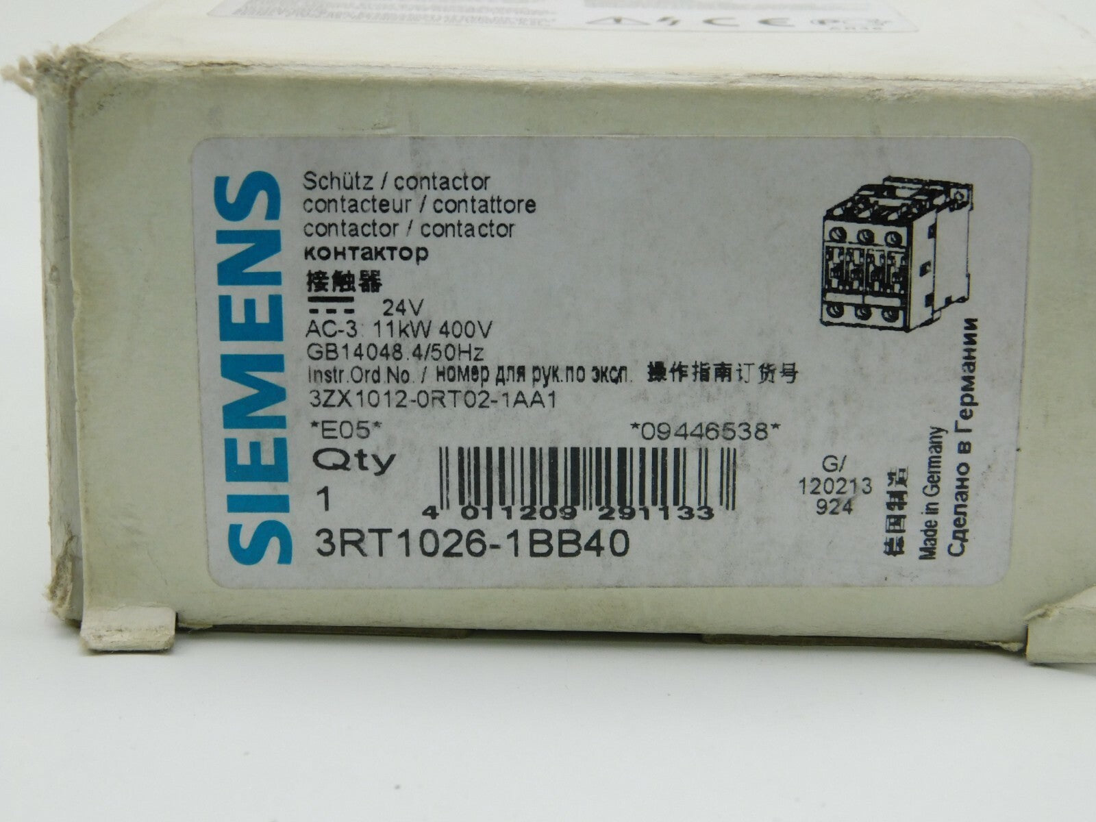 SIEMENS Leistungsschütz 3RT1026-1BB0 120213