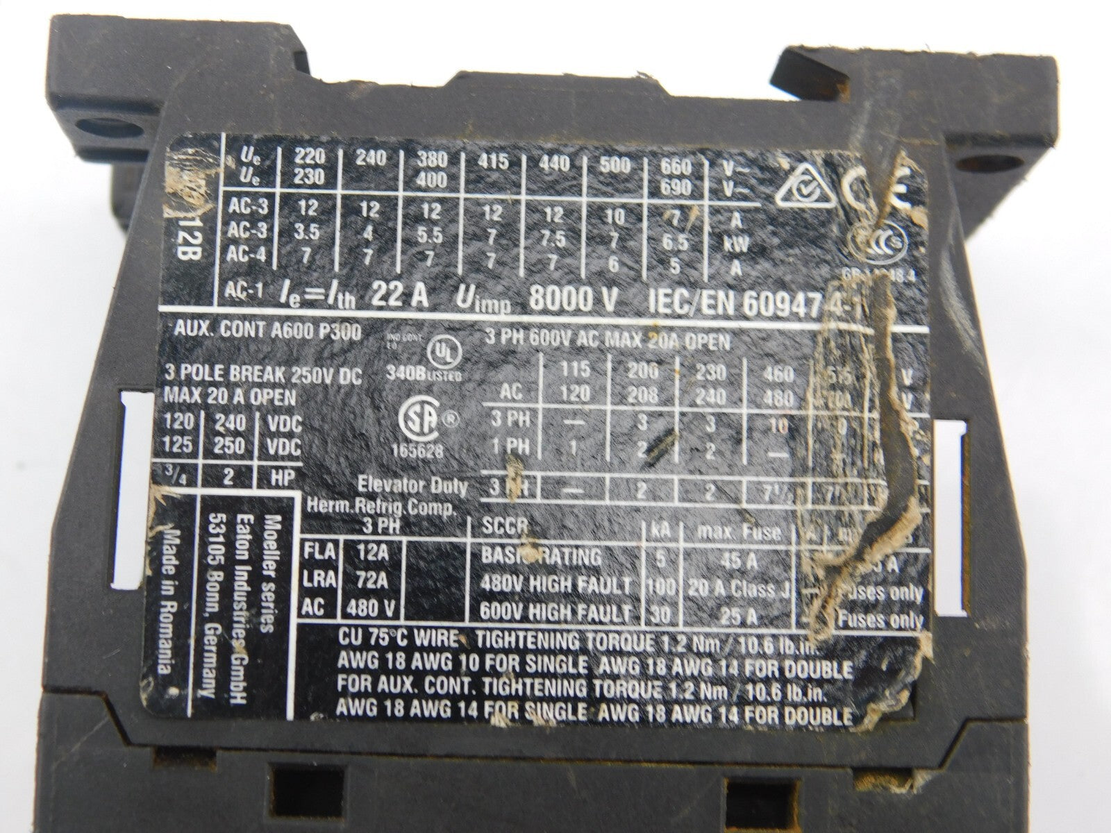 EATON Leistungsschütz DIL M12-01 2017 24VDC
