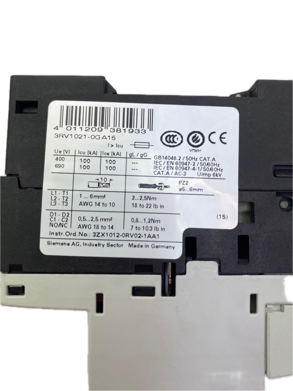 SIEMENS SIRIUS 3RV1021-0GA15