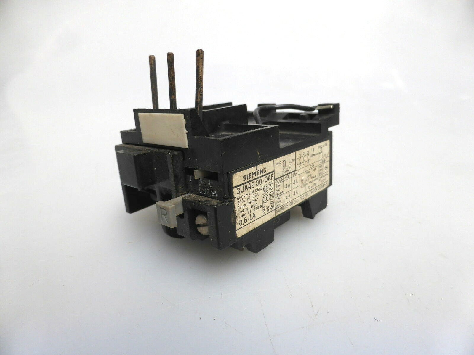 Siemens 3UA 49 00-0AF; 660V ~ VDE0660; 0,6 - 1A