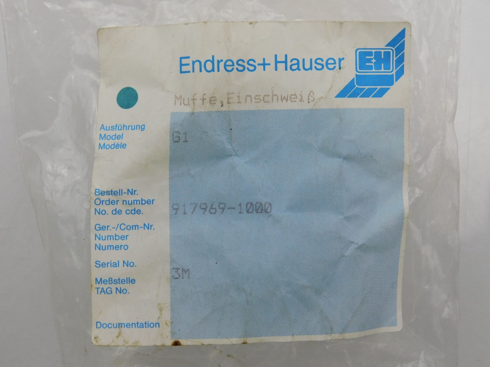 ENDRESS+HAUSER Muffe,Einschweiß G1 1.4301