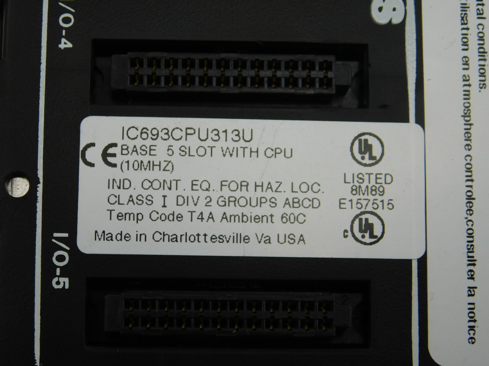 GE Fanuc IC693CPU3U Base 5-Slot-with CPU