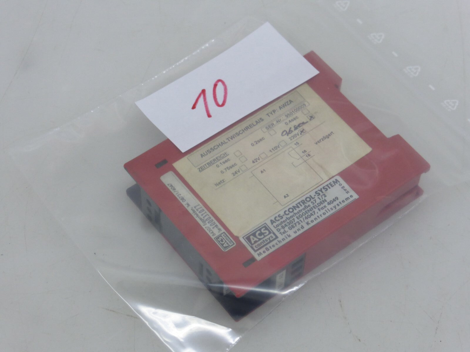 ACS Relais TYP AWZA Zeit 0,6 sec.  Netz 220V 950100009