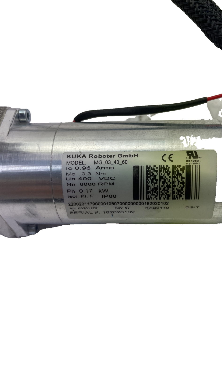 Kuka MG_03_40_60 Servomotor 0.17 kW 6000 rpm (AN: 00201179)