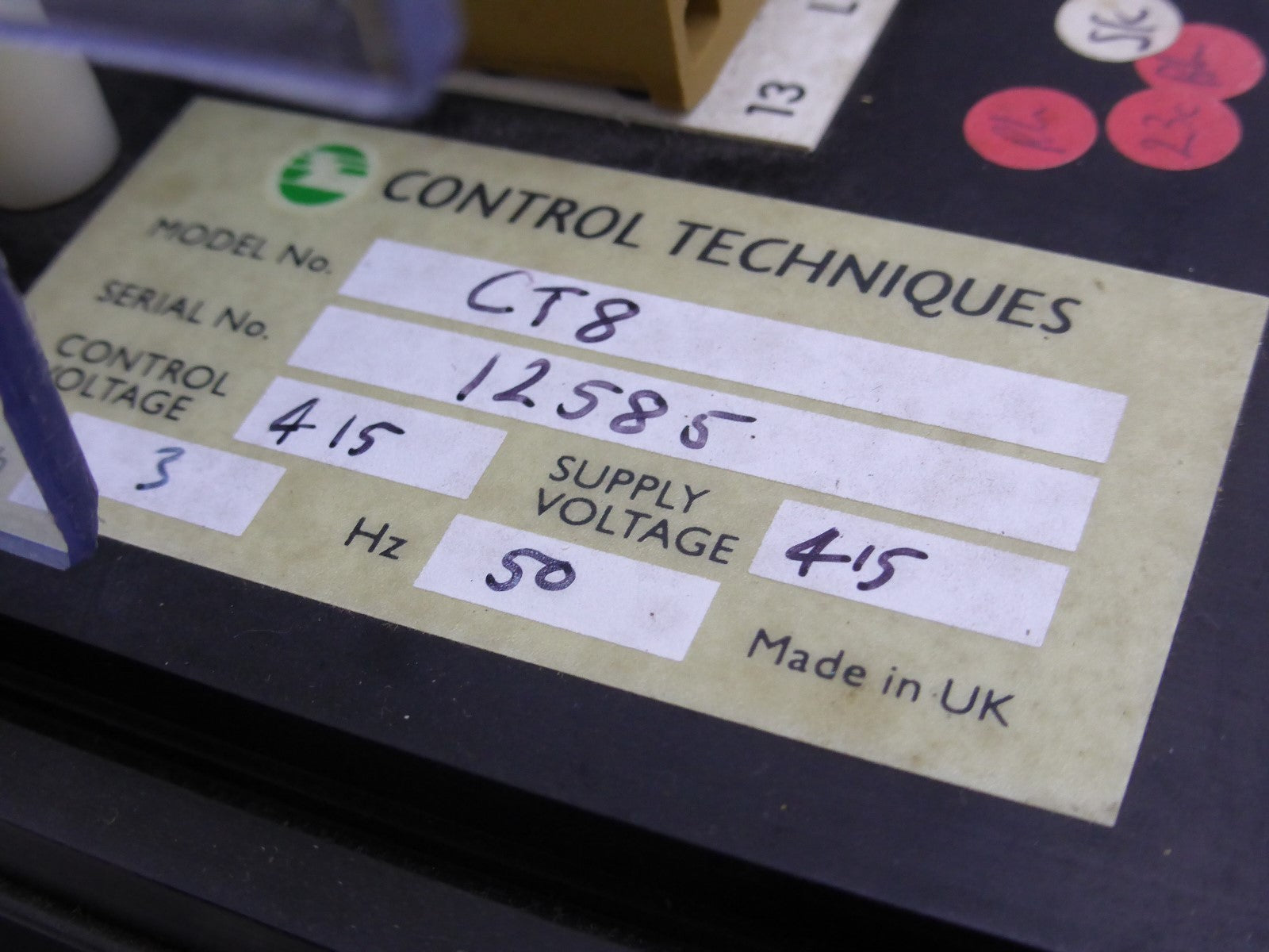 control techniques CT 8 Supply Voltage 415 Control Voltage 415 