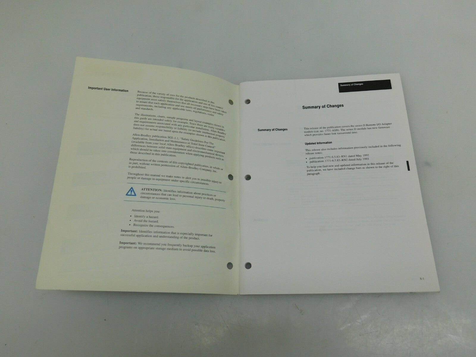 Handbuch ALLEN-BRADLEY Remote O/I Adabter Module 1771-ASB Series D ** 4 Stück **