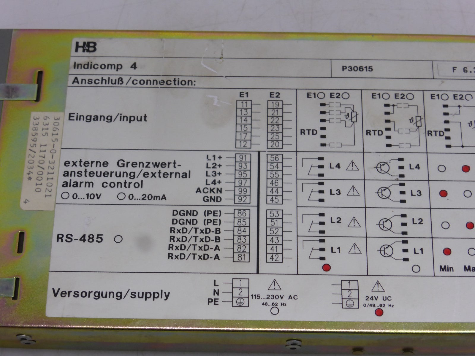 ABB H&B Indicomp 4  P 30615-0-3211021  6315 1170/0010