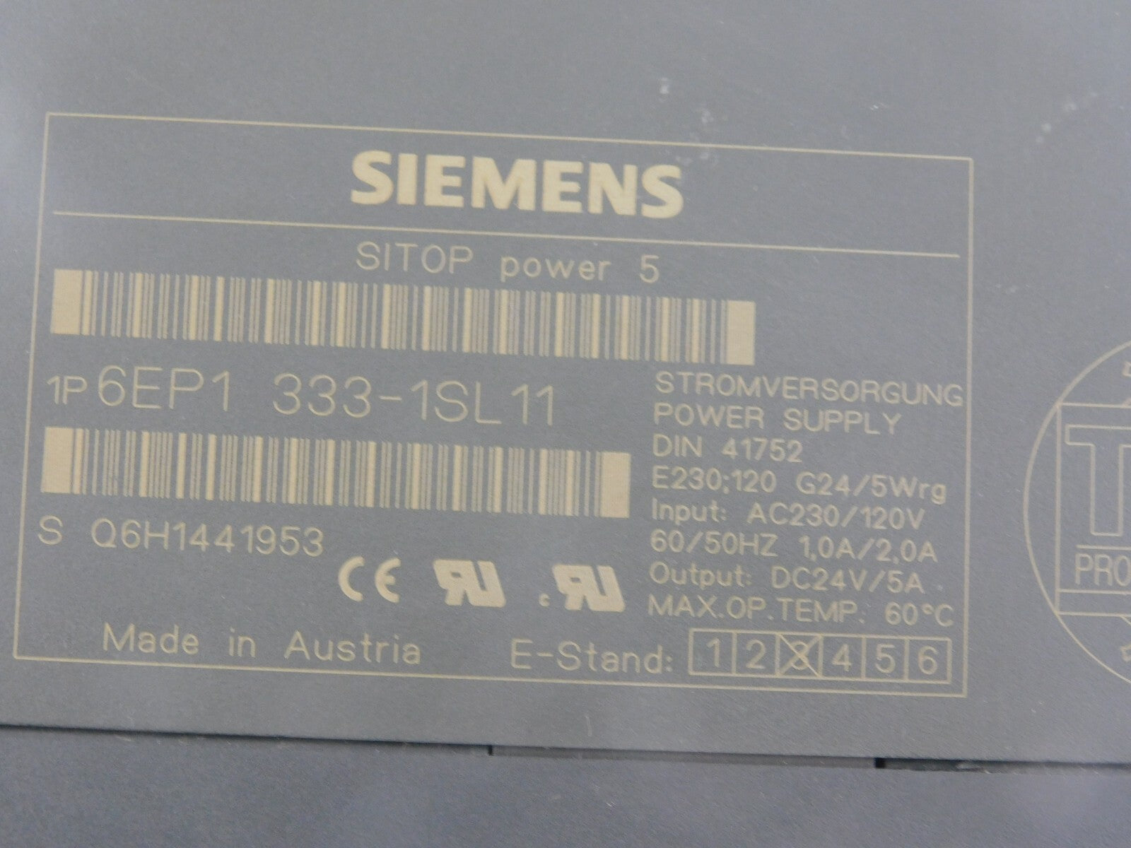 SIEMENS SITOP POWER 5 6EP1333-1SL11