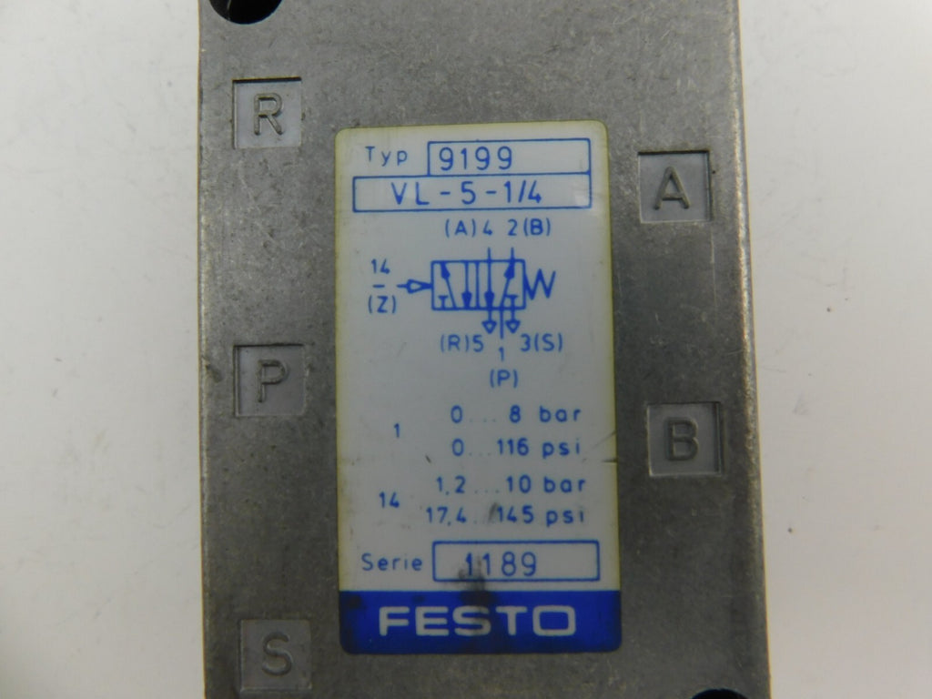 FESTO PNEUMATIC 9199 VL-5-1/4 0-8 bar