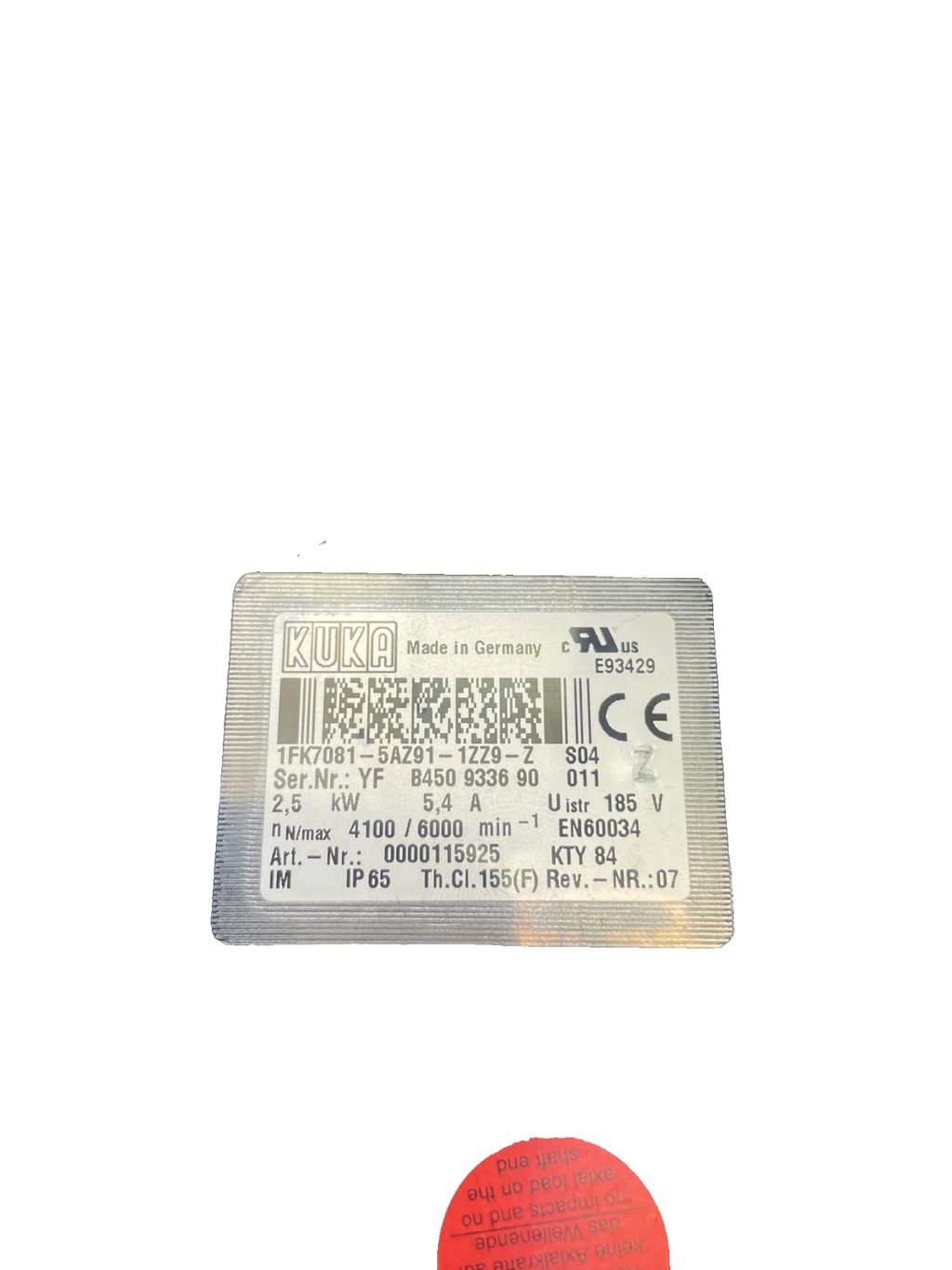 Kuka 1FK7081-5AZ91-1ZZ9-Z Servomotor 2.5 kW (Art.-Nr. 0000115925)