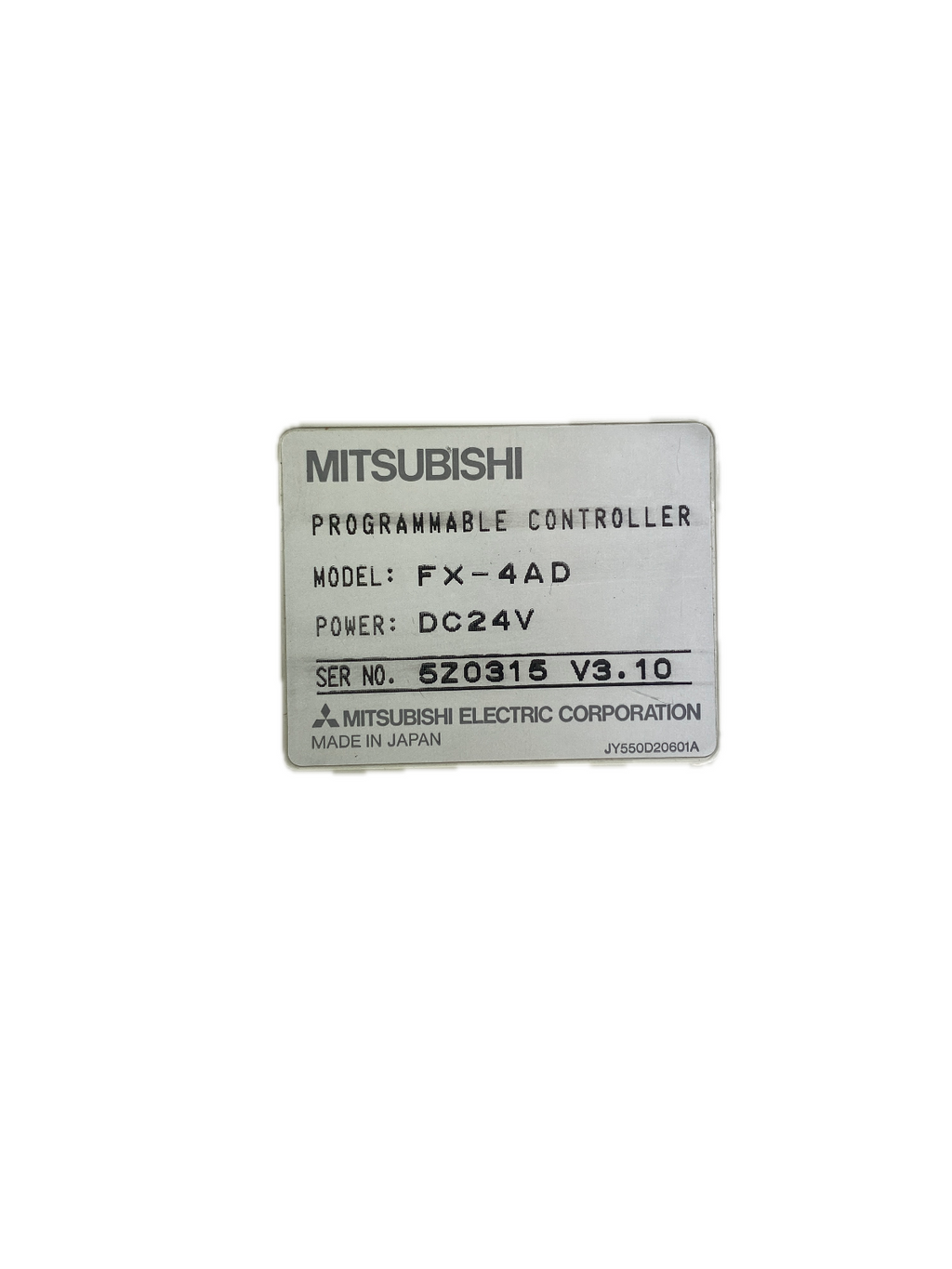 MITSUBISHI PROGRAMMABLE CONTROLLER MODEL: FX- 4AD POWER: DC24V