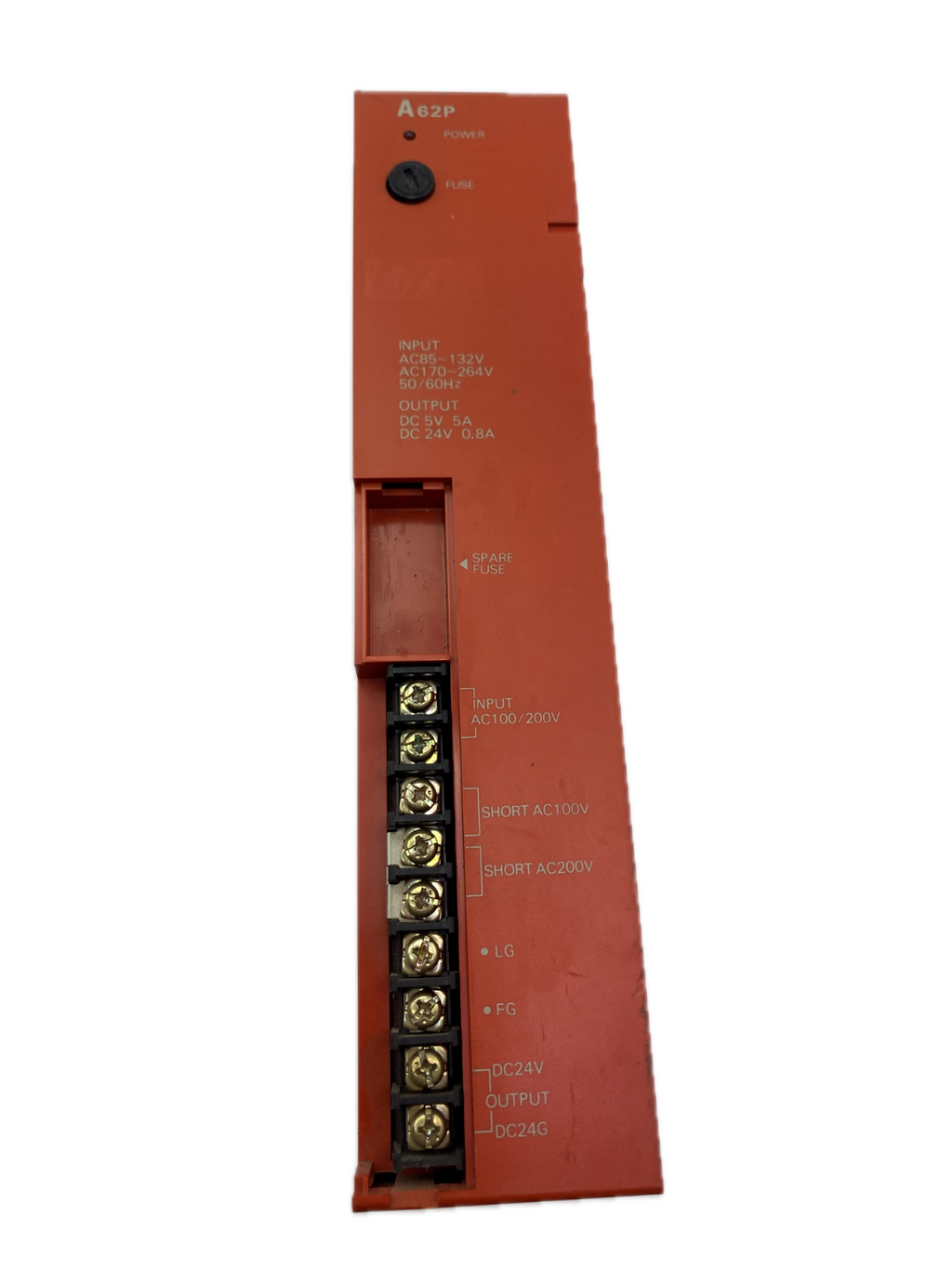 MELSEC A62p INPUT AC85~132V AC170~264V 50/60Hz OUTPUT DC 5V 5A DC 24V 0.8A