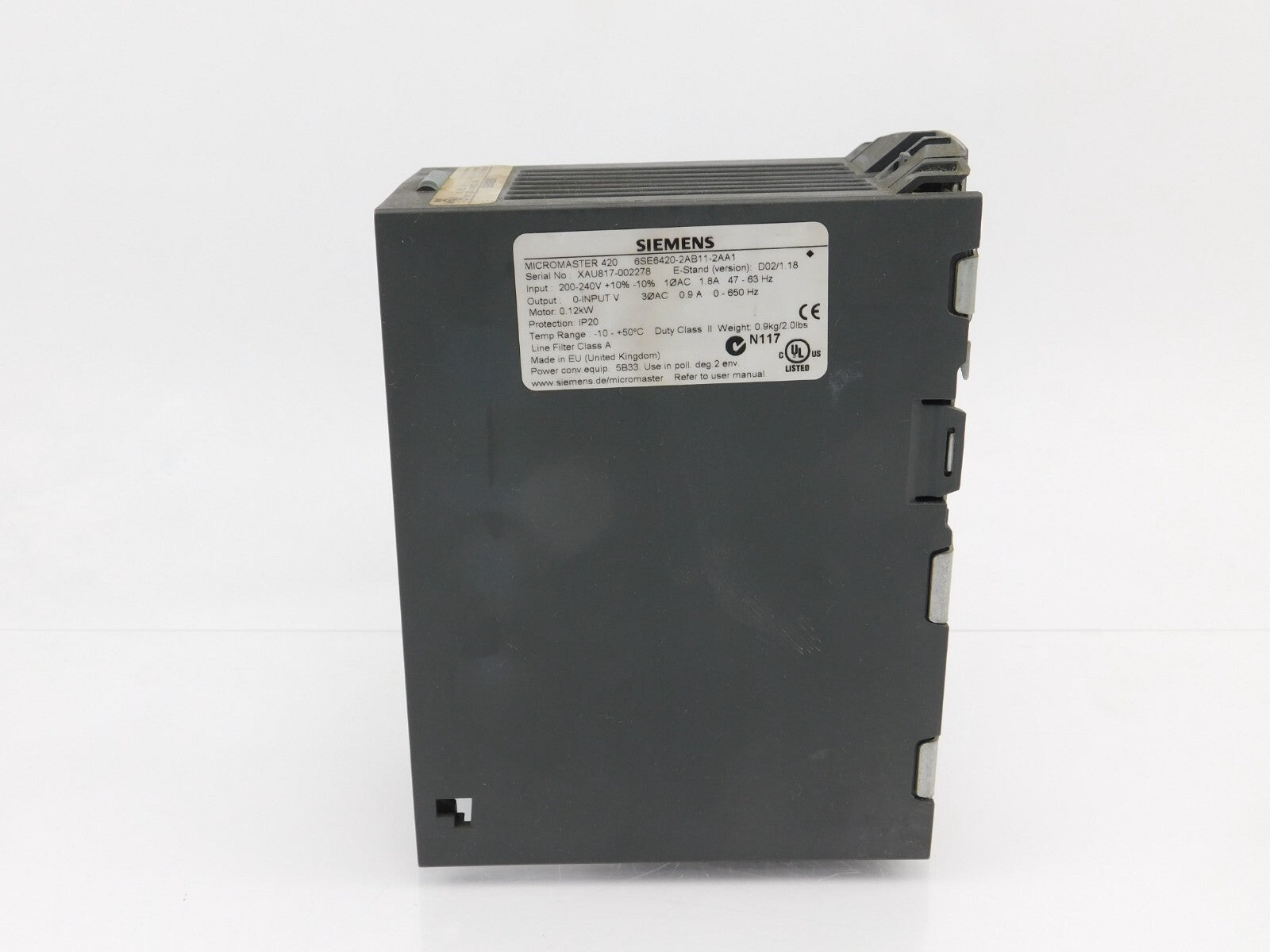 SIEMENS 6SE420-2AB11-2AA1 Input 200-240 +10% -10%