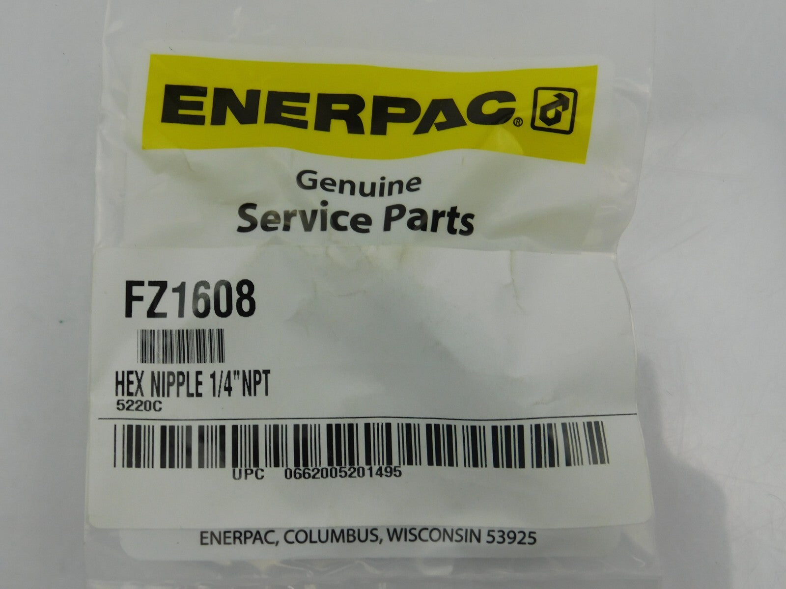 ENERPAC Genuine Service Parts ENERPAC FZ1608 HEX NIPPLE 1/4 NPT