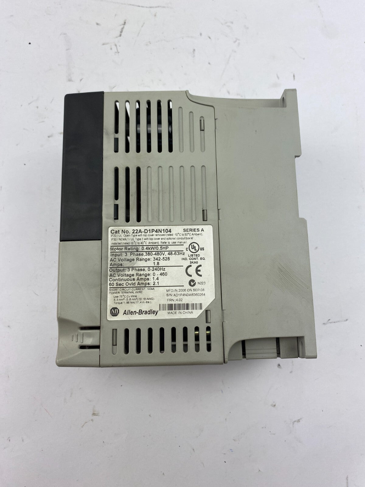 Allen-Bradley 22A-D2P3N104 0.4kW/0.5HP
