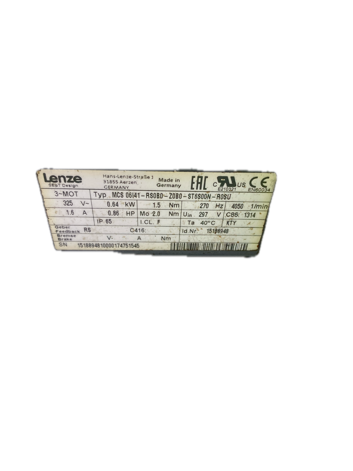 Lenze MCS 06I41-RS0B0-Z0B0-ST6S00N-R0SU