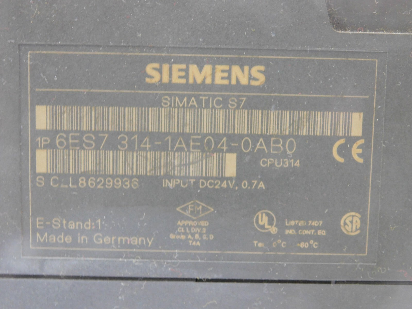 SIEMENS SIMATIC S7 6ES7 314-1AE05-0AB0 CPU 314