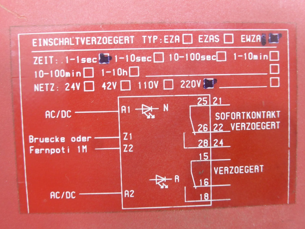 ACS Relais TYP EWZA Zeit .1-1 sec.  220V   ** 2 Stück **