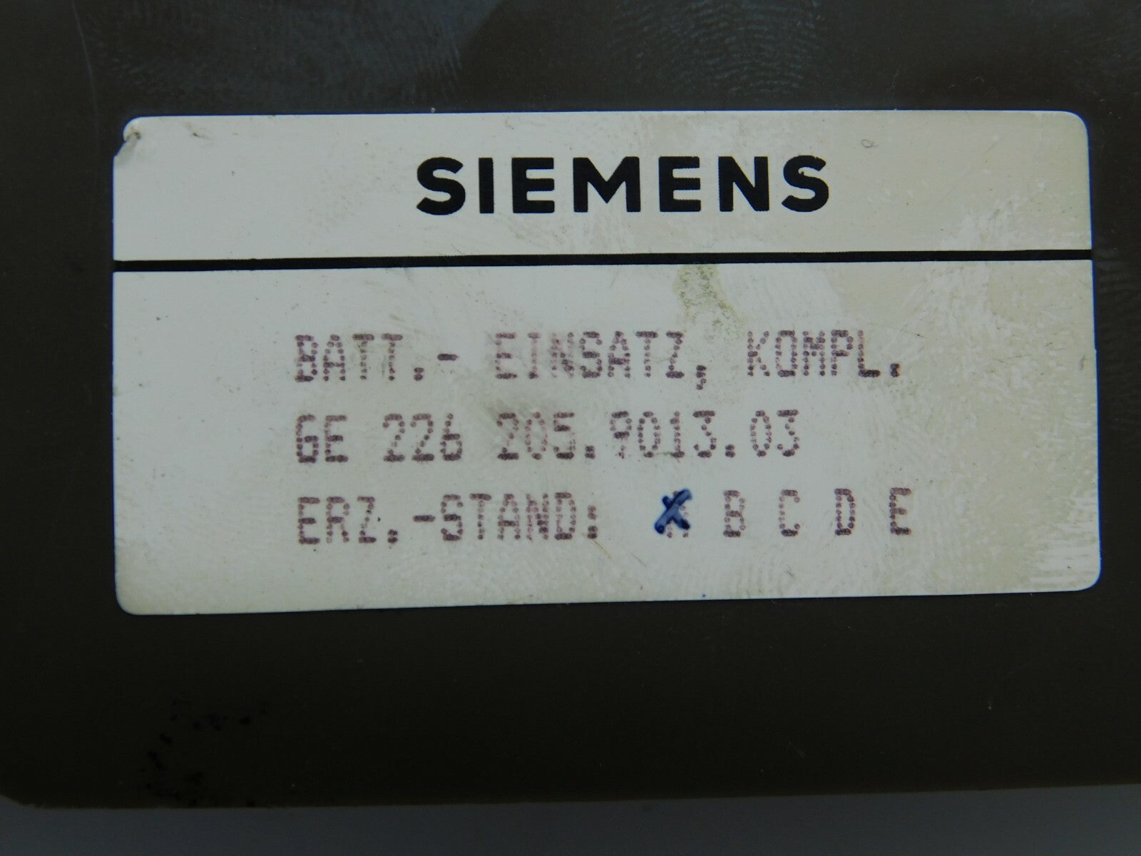 Siemens GE 226 205.9013.03 GE 226 205.7023.01