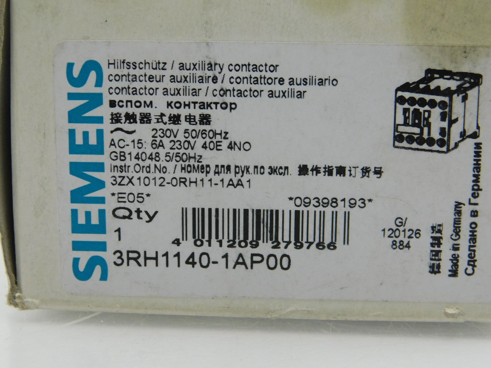 SIEMENS Hilfsschütz 3RH1140-1AP00