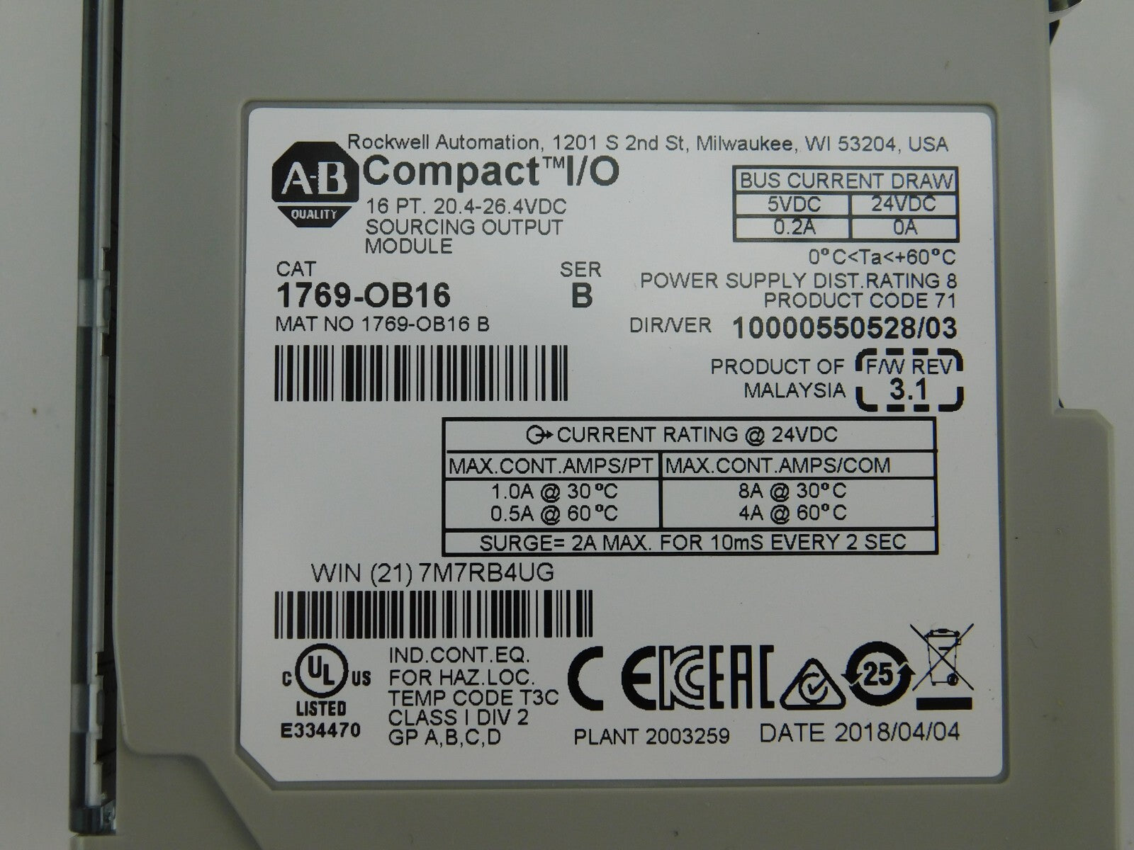ALLEN BRADLEY 1769-OB16