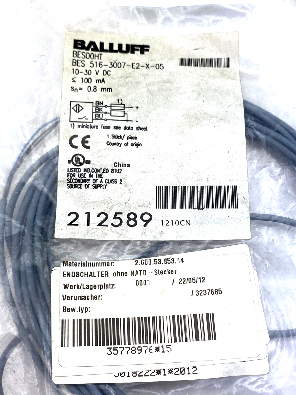 BALLUFF BESOOHT BES 516-3007-E2-X-05 10-30 V DC
